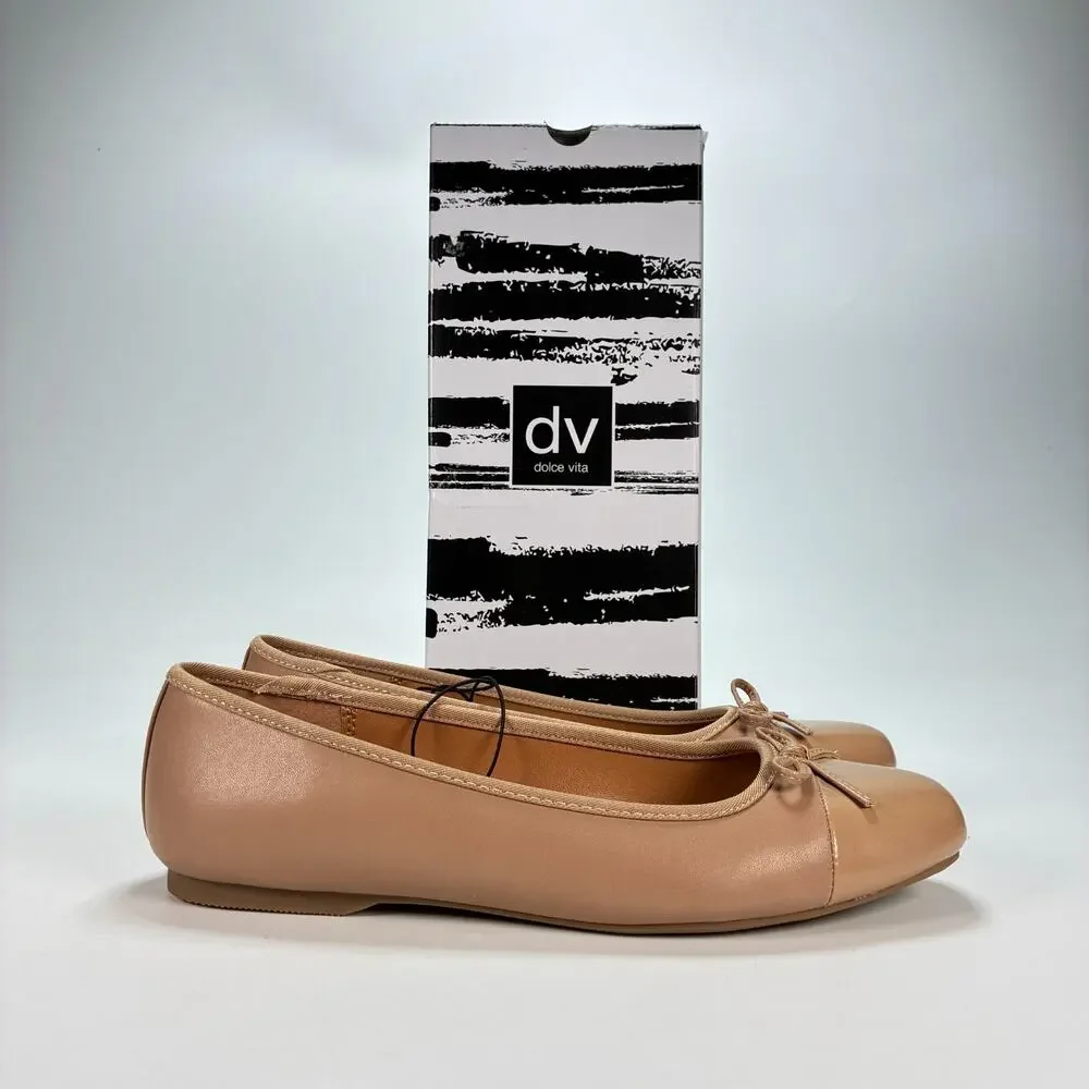 DV Dolce Vita Moxy Cafe Nude Casual Slip On Ballet Flat Sandals Women's Size 7.5